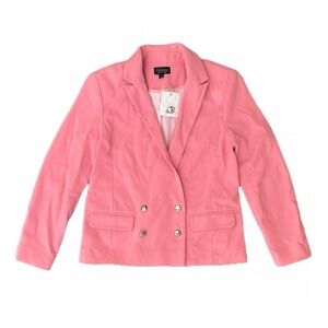 Topshop Pink Women's Double-Breasted Blazer‎ Silver Buttons Fully Lined Sz 6 NWT